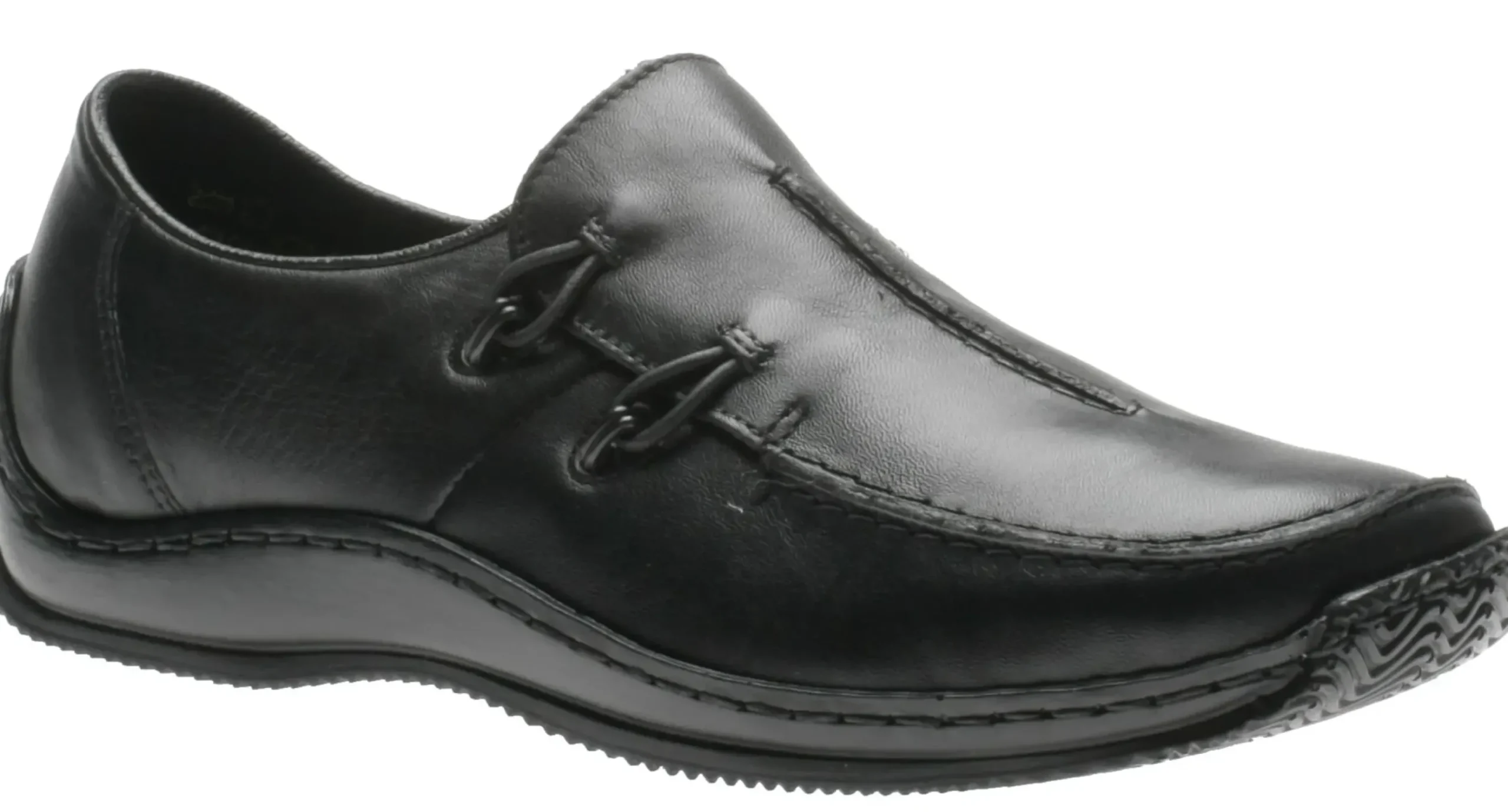Sale Rieker Lugano Black Leather Elastic Slip-On Shoe