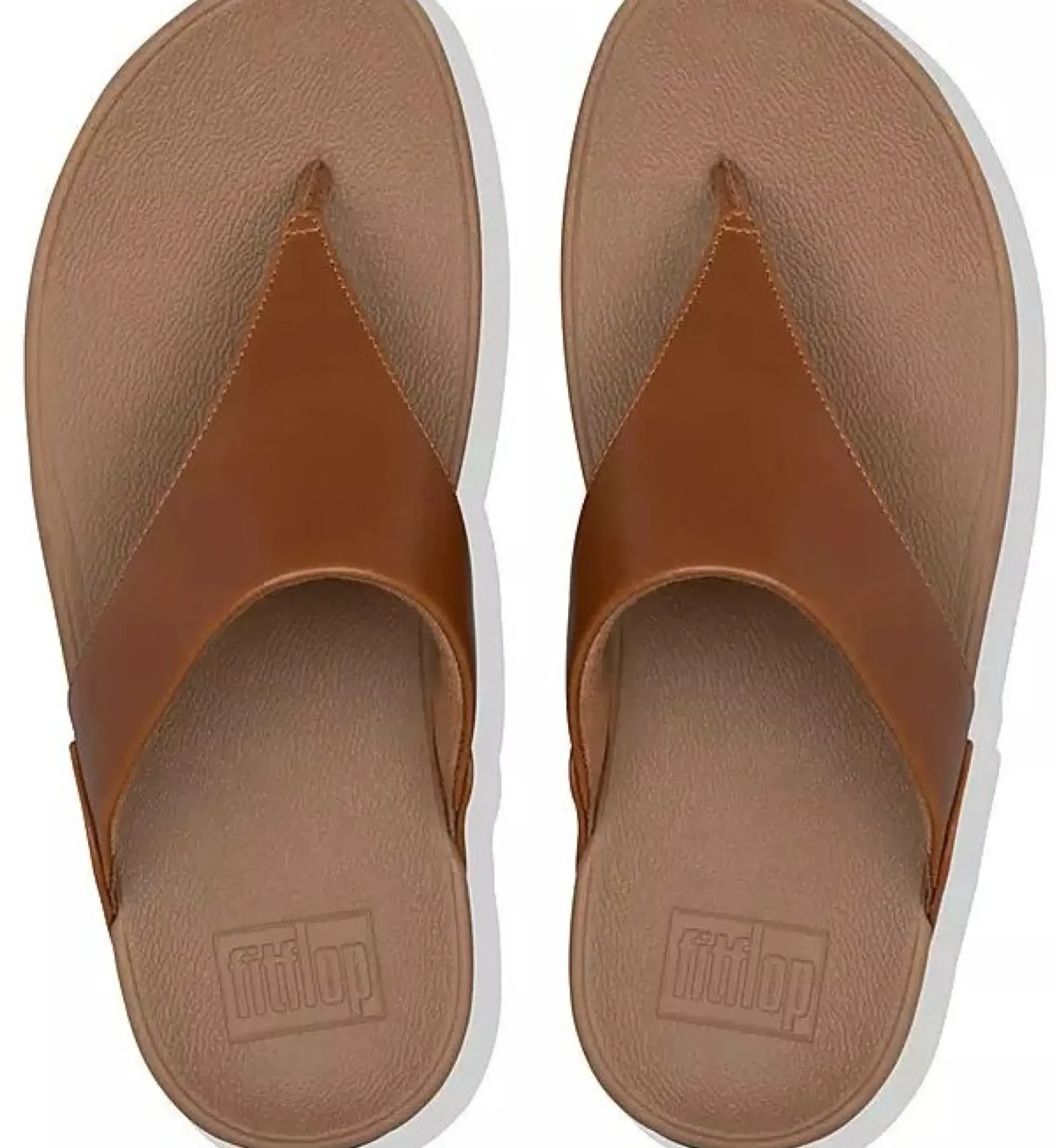 Hot Fit Flop Lulu Light Tan Brown Leather Thong Sandal