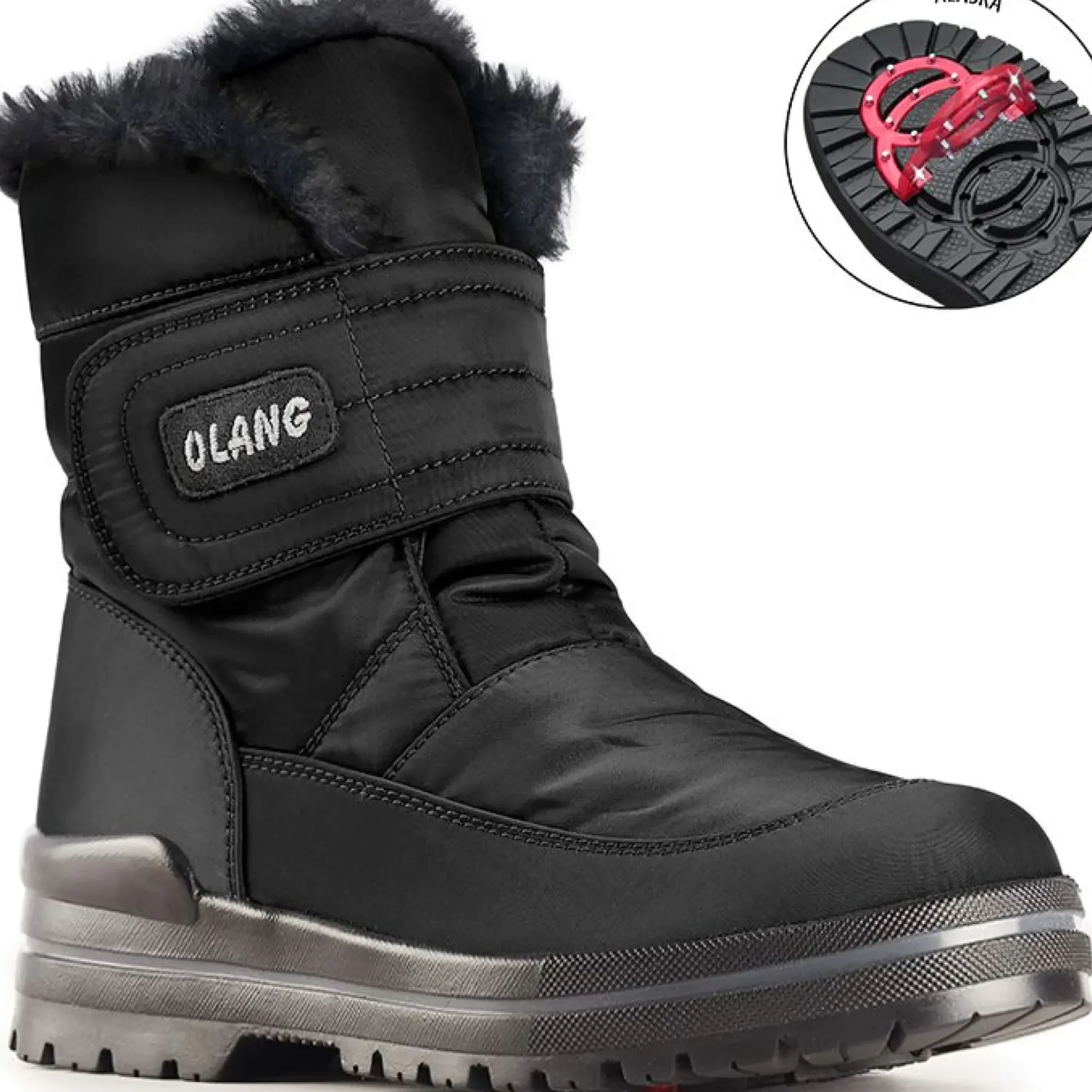 New Olang Luna Velcro Black Winter Boot