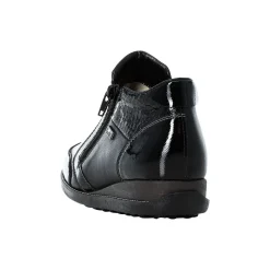 Clearance Rieker Luxor Black Patent Trim Double Zipper Ankle Boot