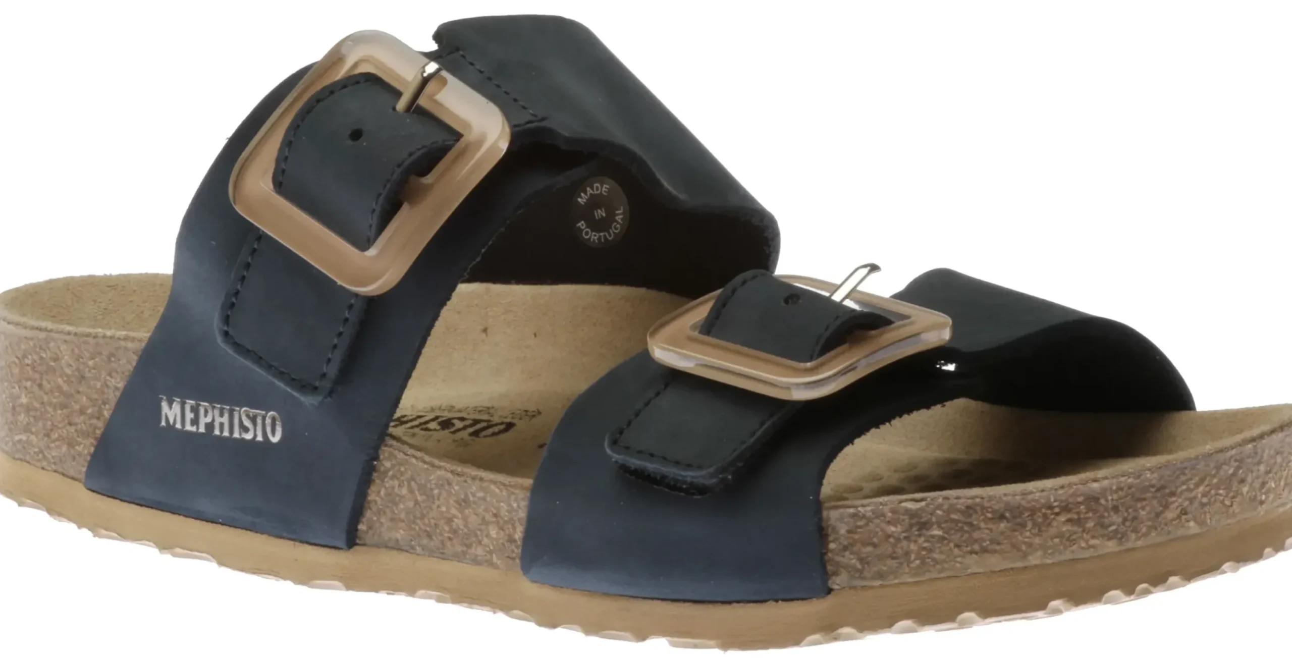 Discount Mephisto Madison Navy Leather Slide Sandal