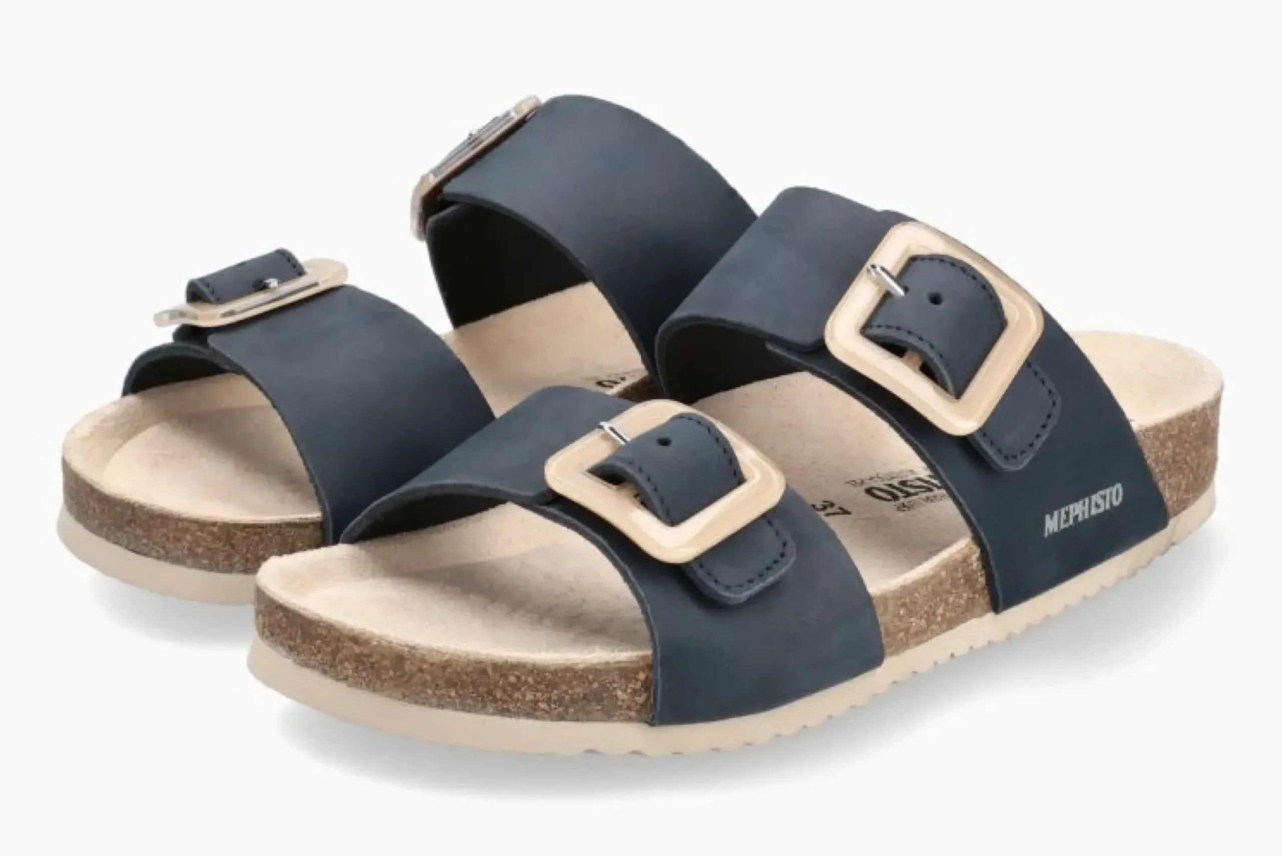 Discount Mephisto Madison Navy Leather Slide Sandal