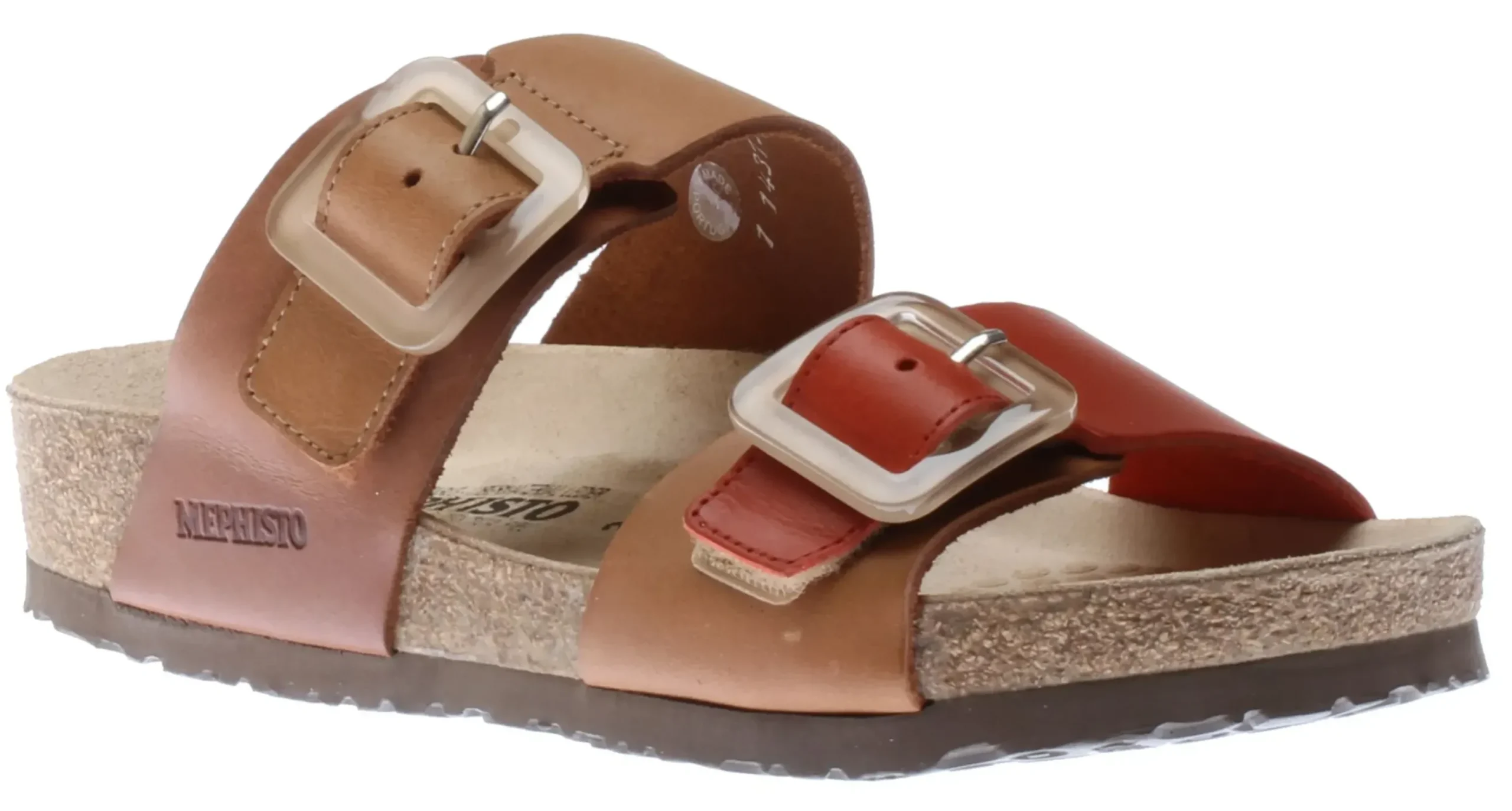 Hot Mephisto Madison Tan Orange Leather Slide Sandal