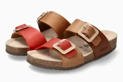 Hot Mephisto Madison Tan Orange Leather Slide Sandal