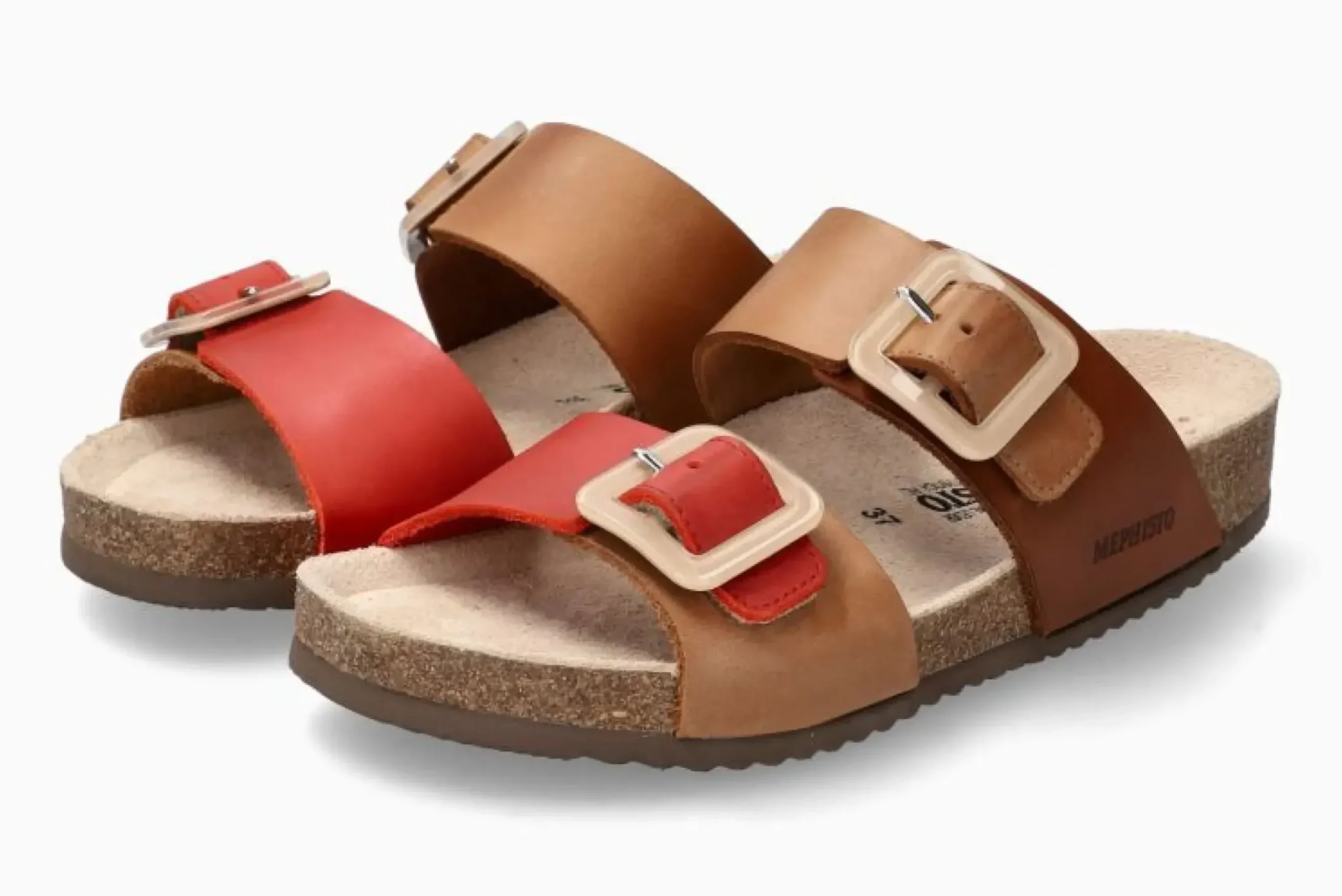 Hot Mephisto Madison Tan Orange Leather Slide Sandal