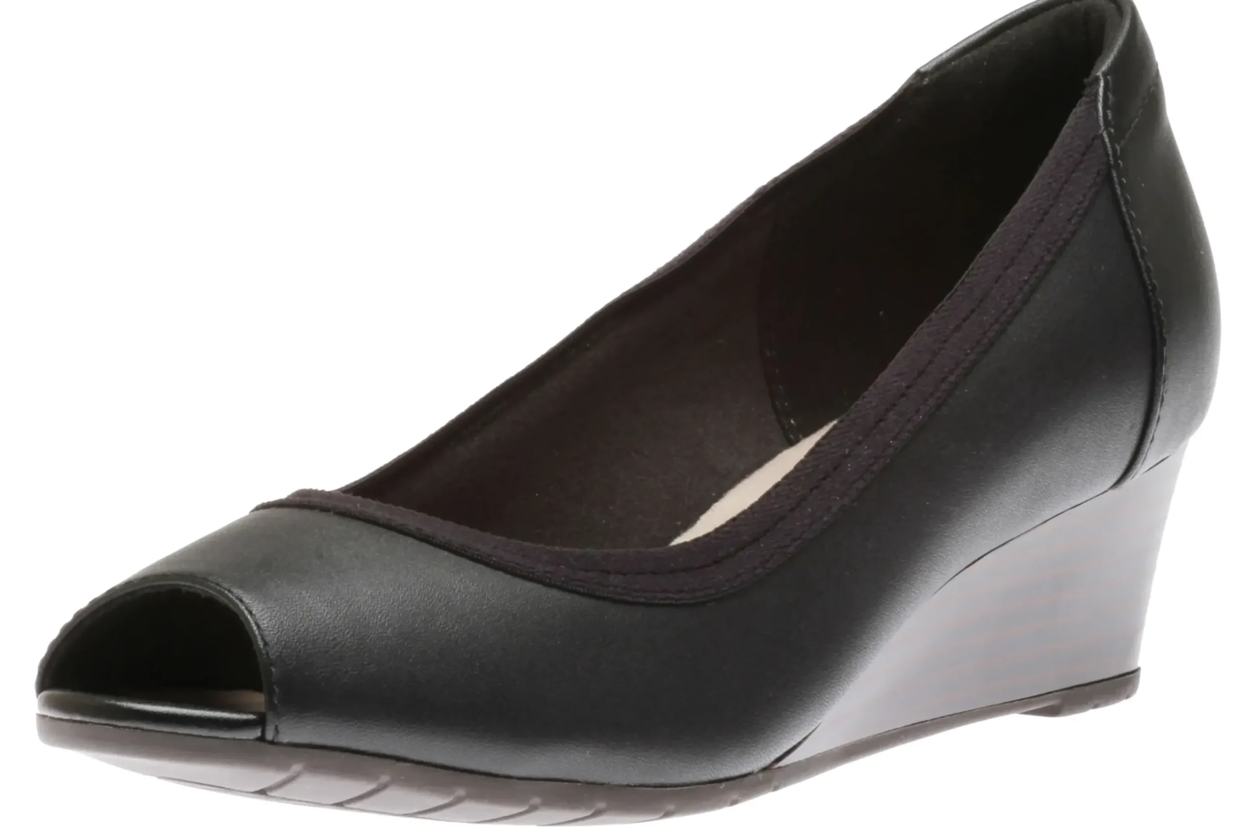 Online Clarks Mallory Charm Black Leather Pump