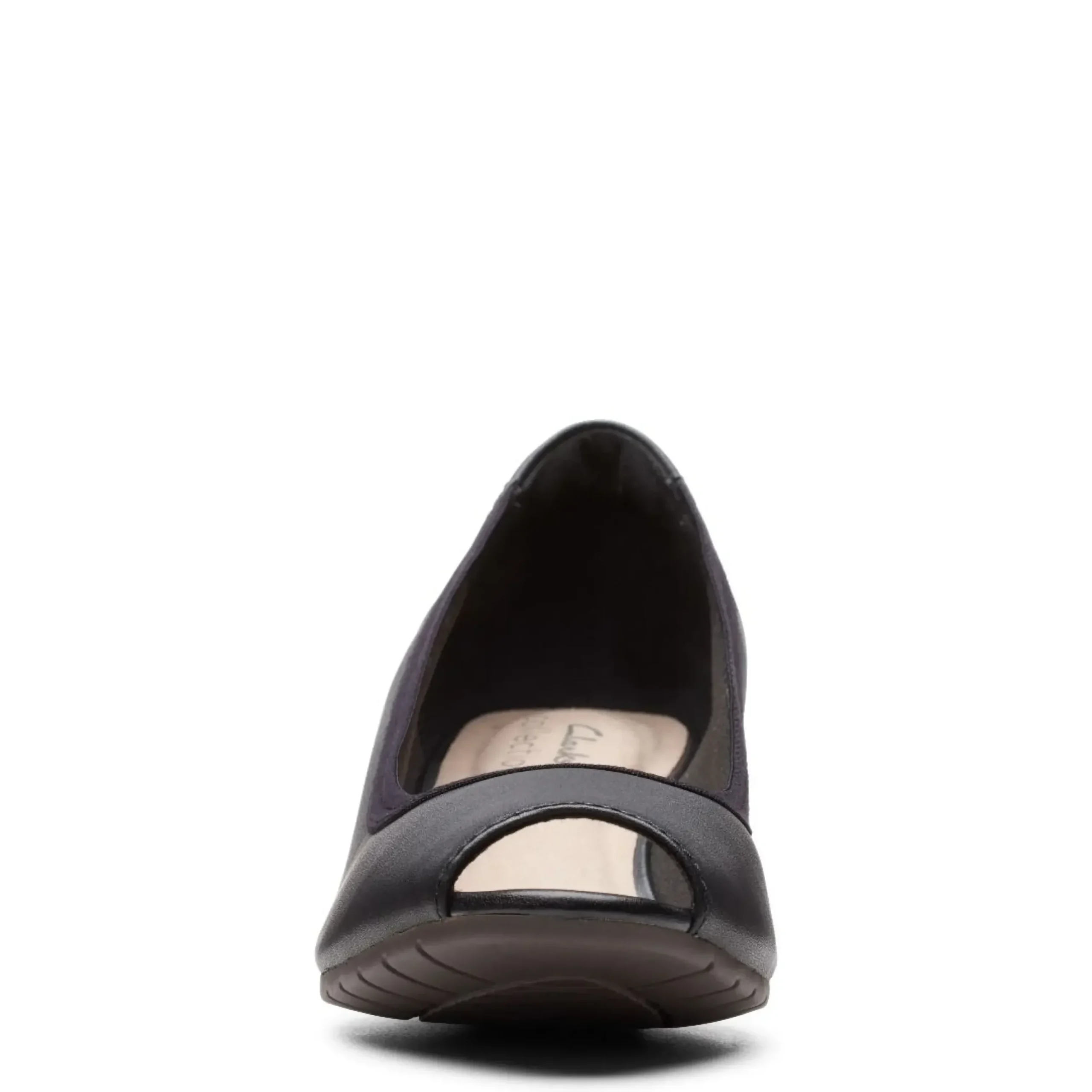 Online Clarks Mallory Charm Black Leather Pump