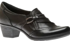 Sale Earth Marietta Mavis Black Leather Slip-On Heel Shoe