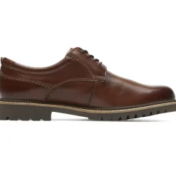 Sale Rockport Marshall Dark Brown Leather Plain Toe Oxford Dress Shoe