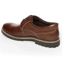 Sale Rockport Marshall Dark Brown Leather Plain Toe Oxford Dress Shoe