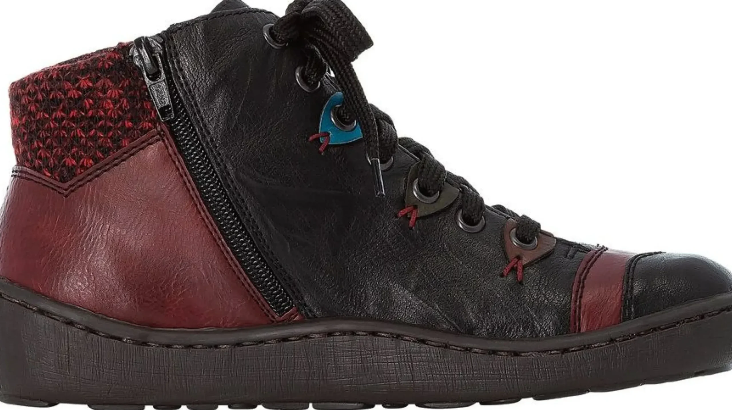 Sale Rieker Massa Black Wine Lace-Up Ankle Sneaker