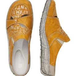 Sale Remonte Massa Yellow Leather Slip-On Mule
