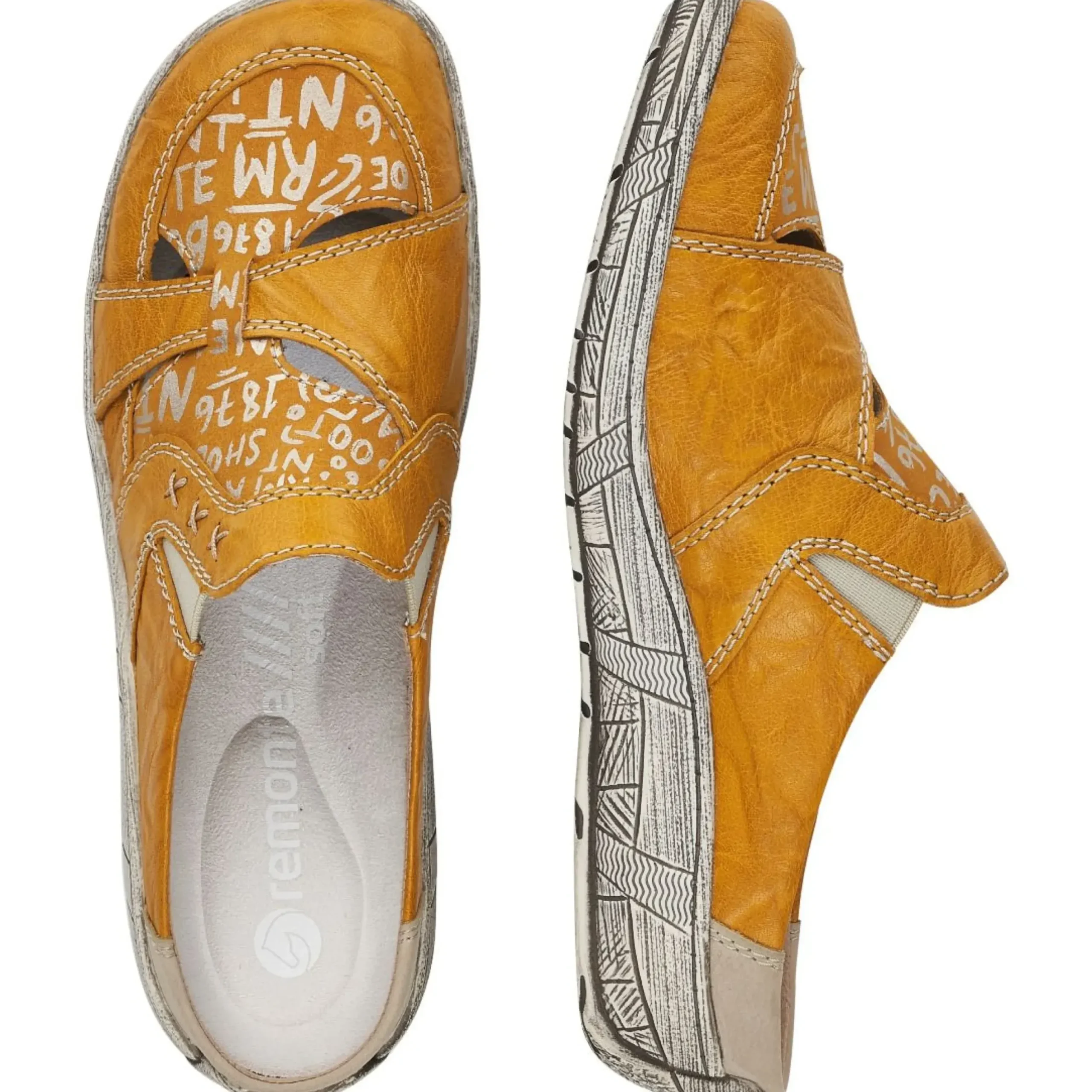 Sale Remonte Massa Yellow Leather Slip-On Mule