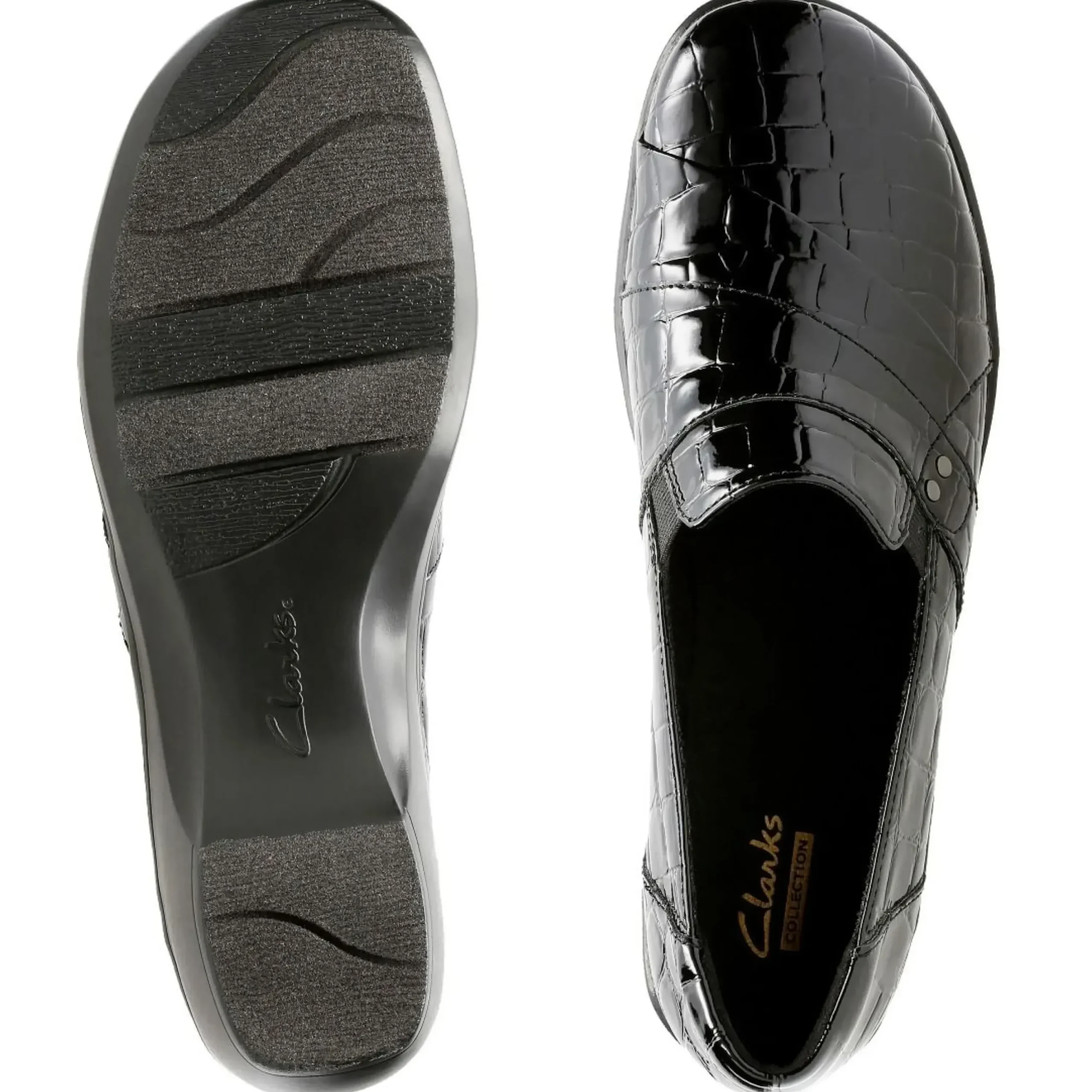 Online Clarks May Marigold Black Croco Slip-On Loafer