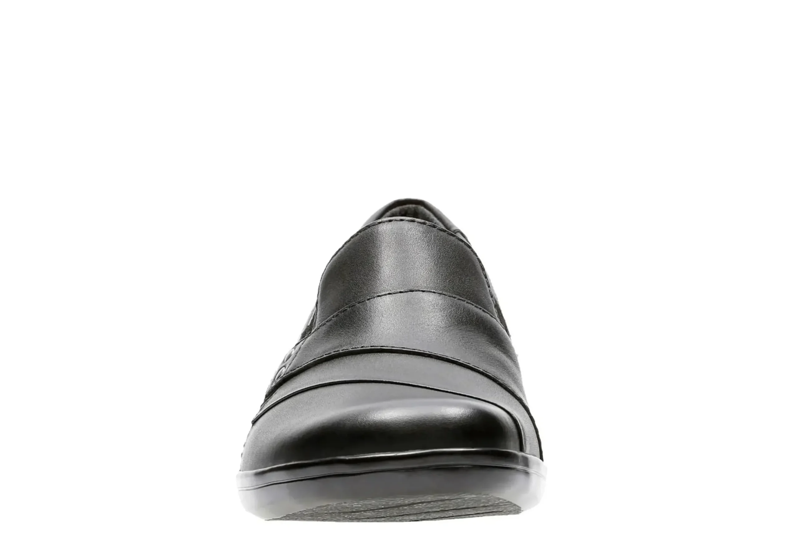 Discount Clarks May Marigold Black Leather Slip-On Dress Loafer