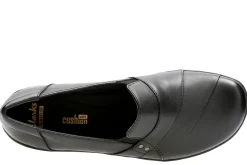 Discount Clarks May Marigold Black Leather Slip-On Dress Loafer