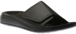 Sale Ecco Men's 2Nd Cozmo Black Leather Slide Sandal