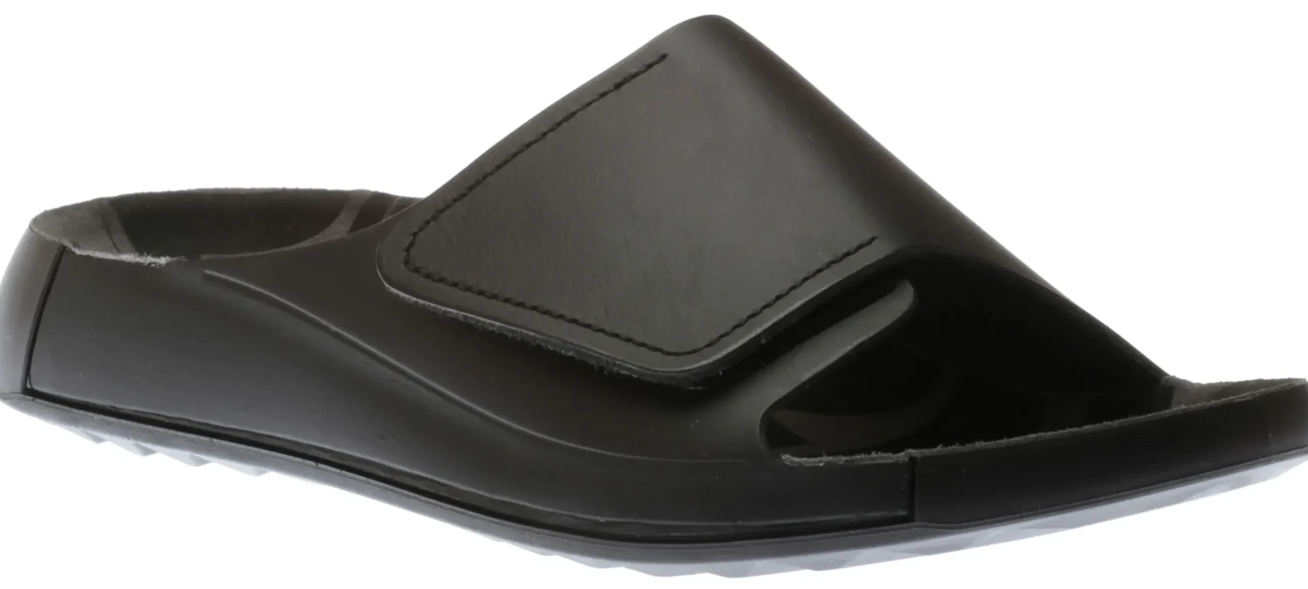 Sale Ecco Men's 2Nd Cozmo Black Leather Slide Sandal