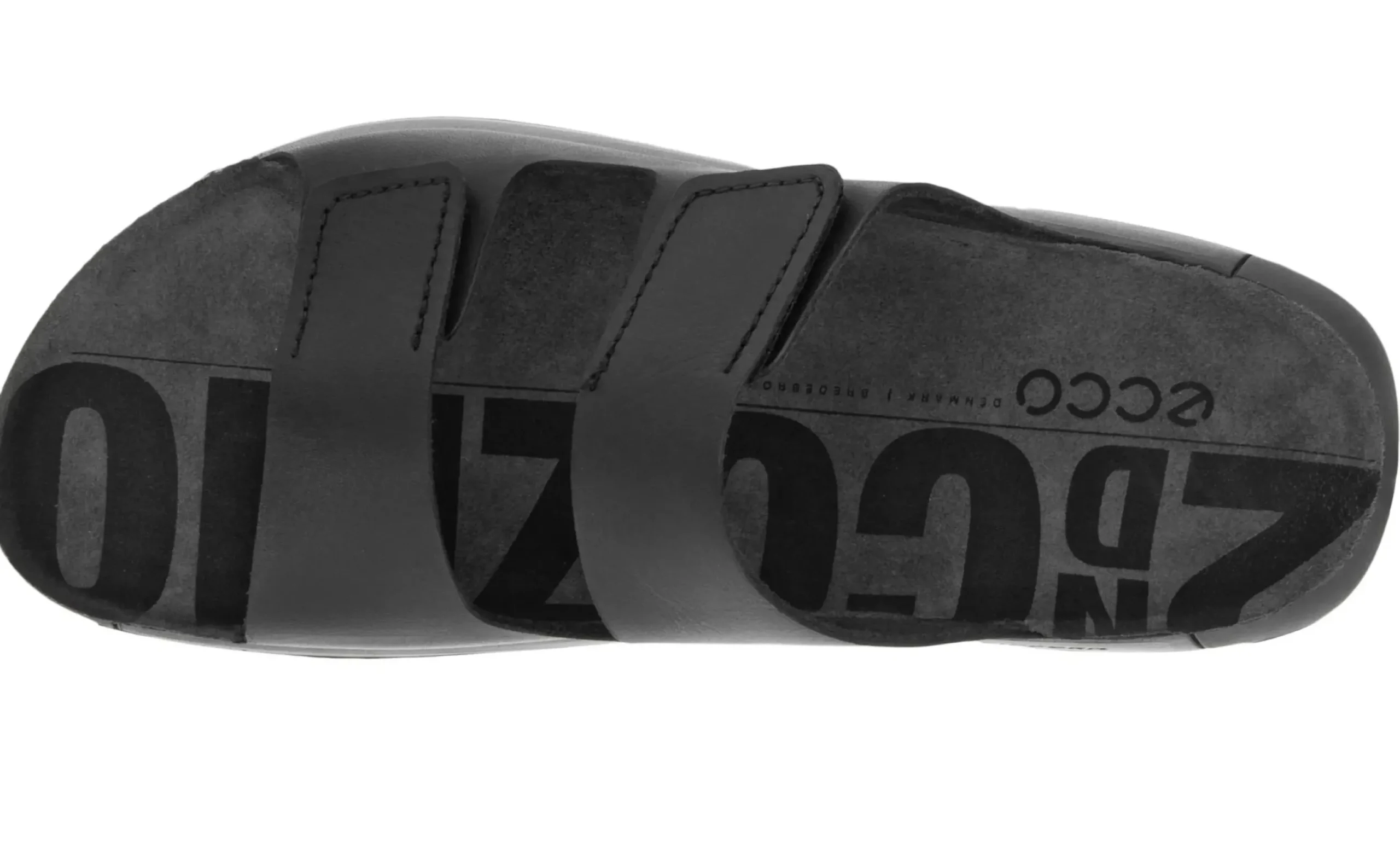 Online Ecco Men's 2Nd Cozmo Black Leather Double Strap Slide Sandal