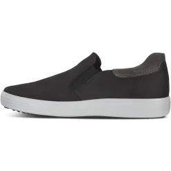 Best Ecco Men's Soft 7 Black Nubuck Leather Slip-On Sneaker