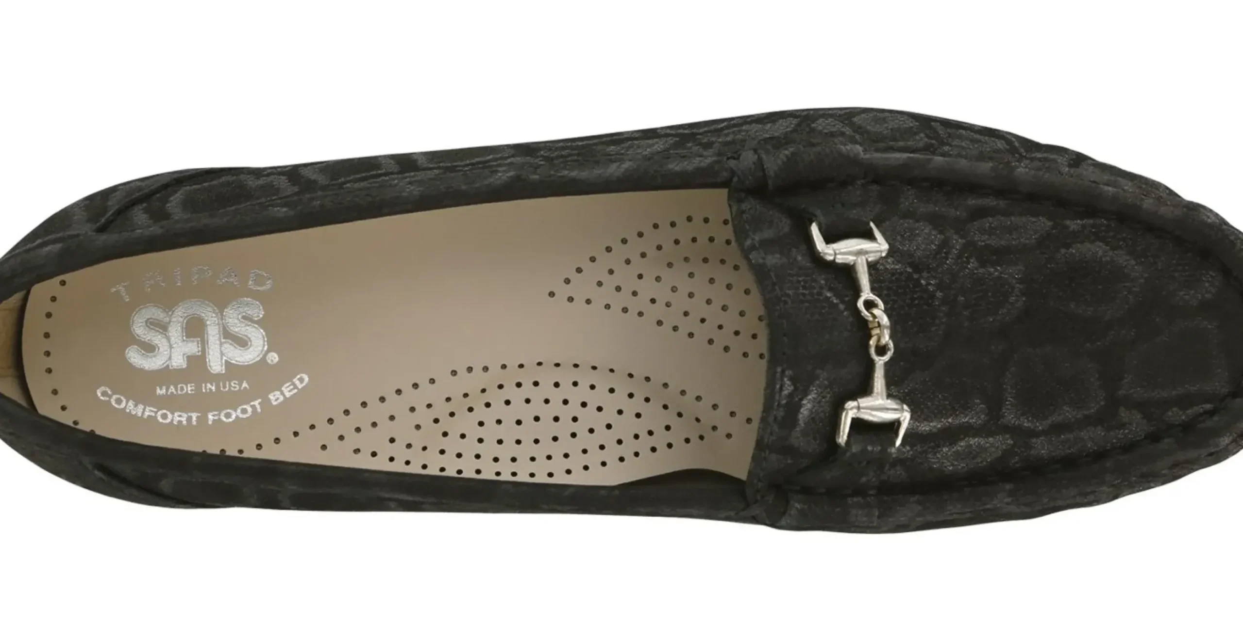 Clearance SAS Shoes Metro Black Nero Snake Slip On Loafer