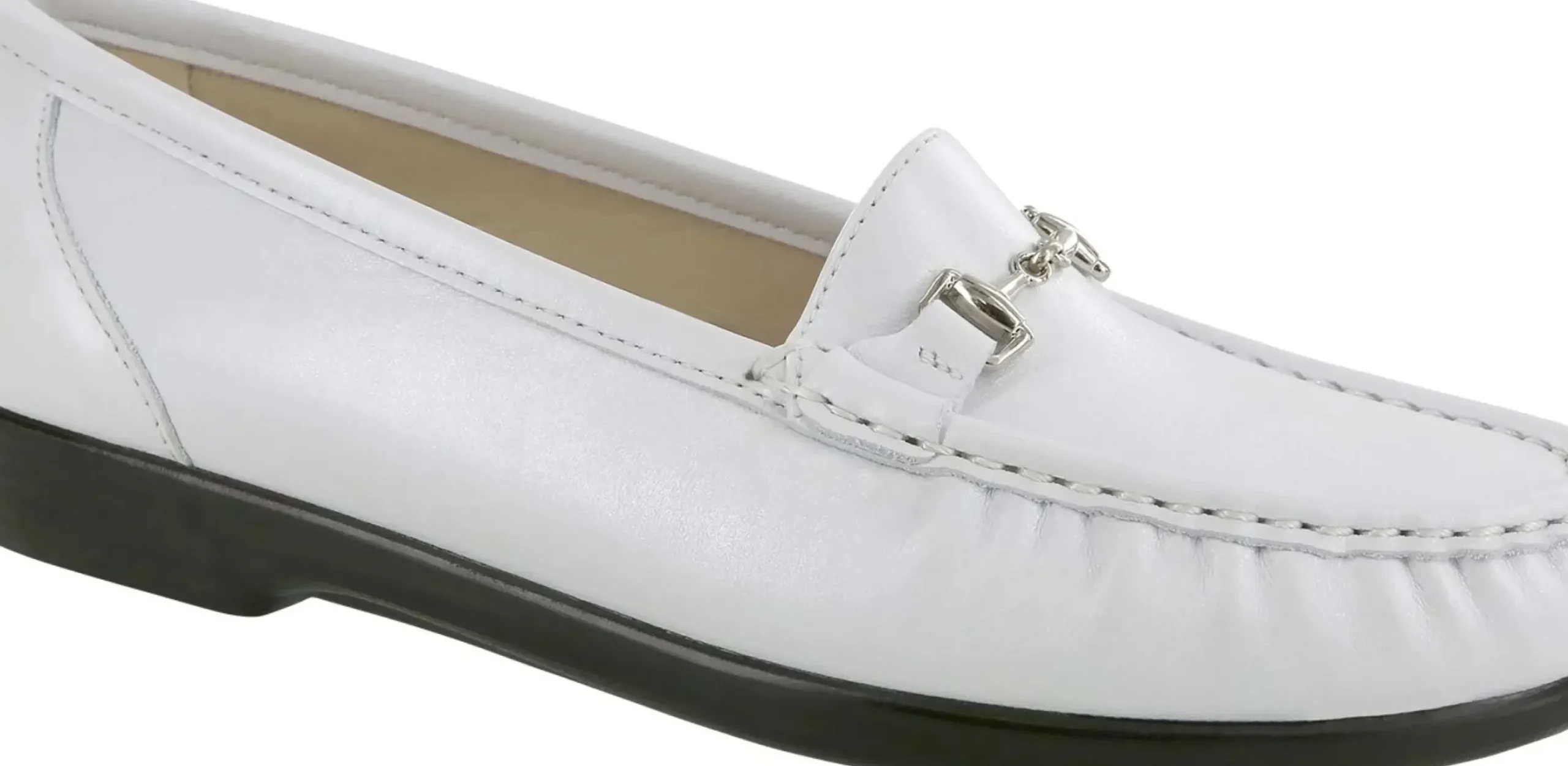 Clearance SAS Shoes Metro Pearl White Leather Slip On Loafer