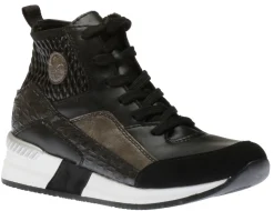 Best Rieker Micro Stretch Black Lace-Up Wedge Sneaker