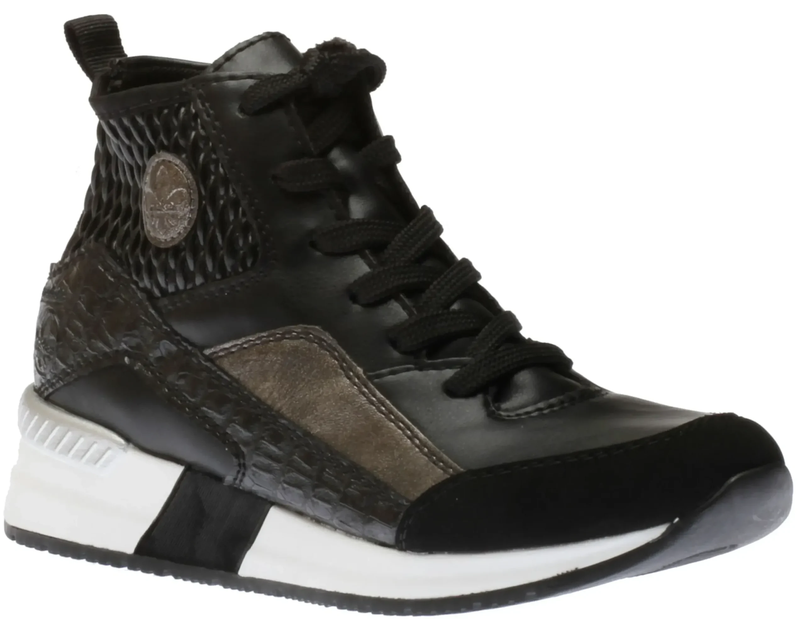 Best Rieker Micro Stretch Black Lace-Up Wedge Sneaker
