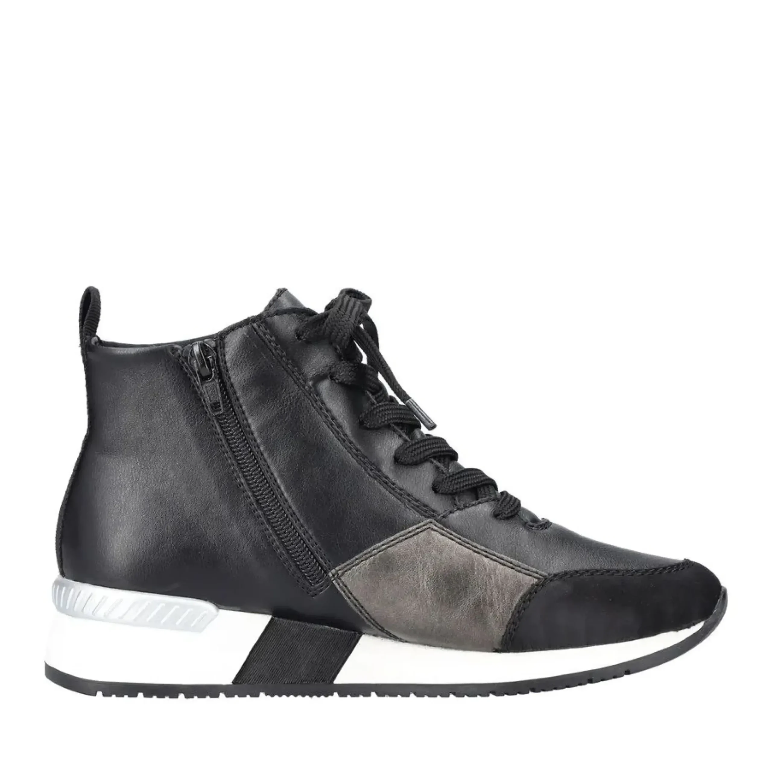 Best Rieker Micro Stretch Black Lace-Up Wedge Sneaker