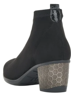 Remonte Microstretch Black Embossed Heel Ankle Boot