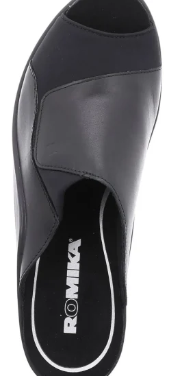 Sale Romika Mokassetta 244 Black Leather Slide Heel Sandal