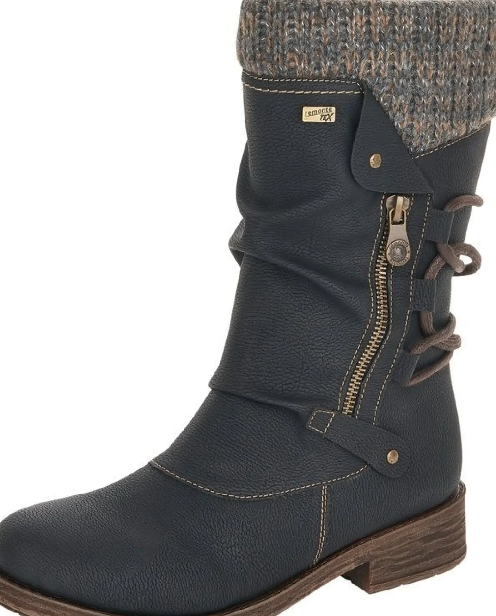 Remonte Mombasa Black Knit Mid-Height Boot