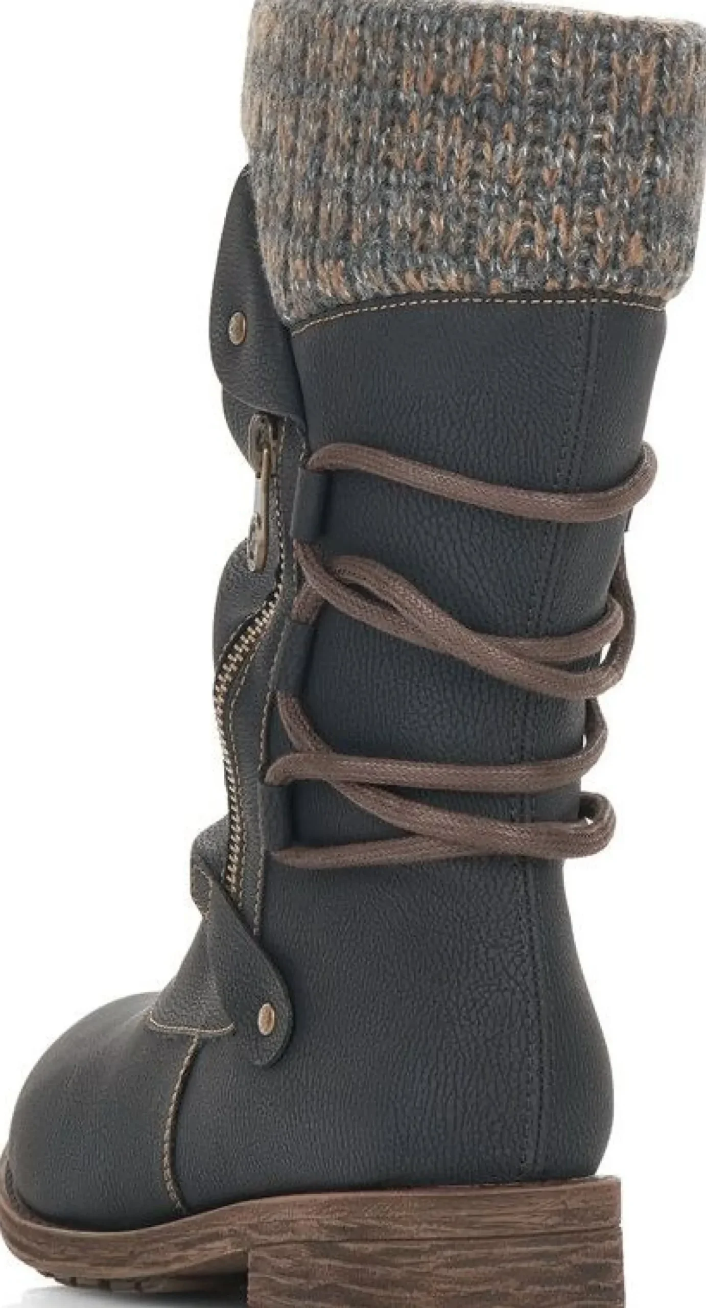 Remonte Mombasa Black Knit Mid-Height Boot
