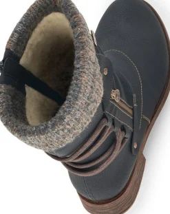 Remonte Mombasa Black Knit Mid-Height Boot