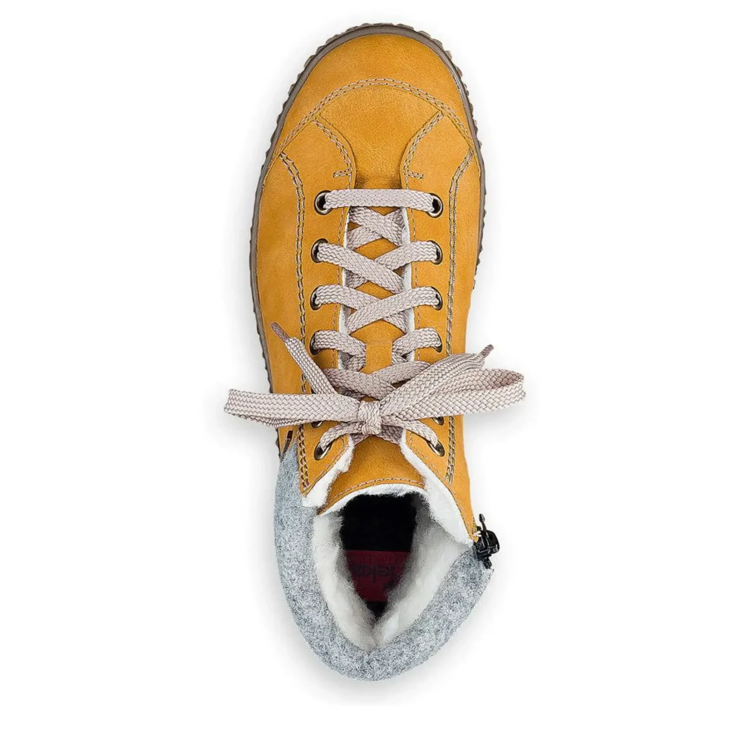 New Rieker Morelia Yellow Fleece Lined Lace-Up Ankle Sneaker