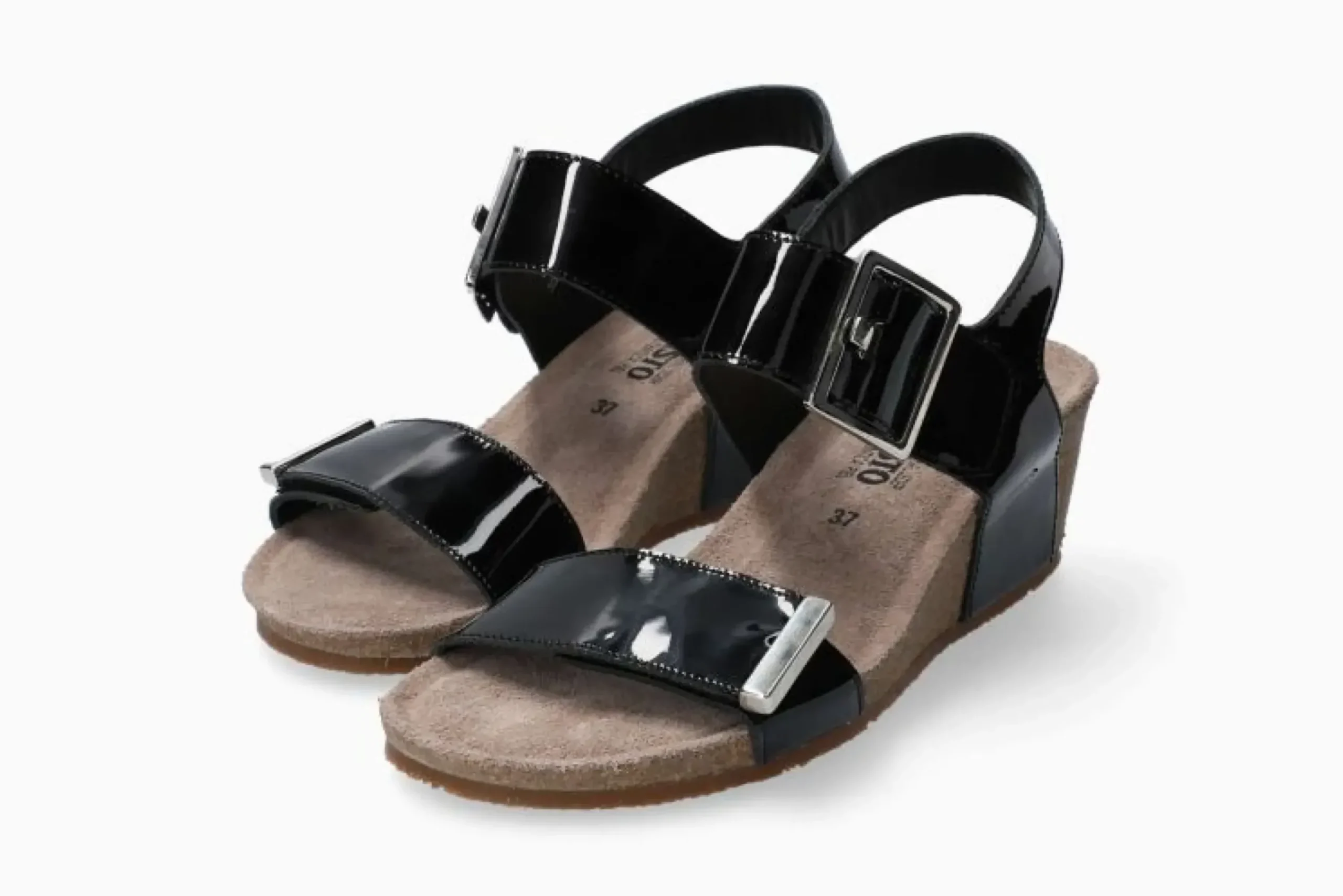 Online Mephisto Morgana Black Patent Wedge Sandal