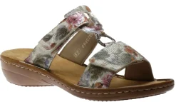 Hot Rieker Mosaik White Multicolour Floral Slide Sandal
