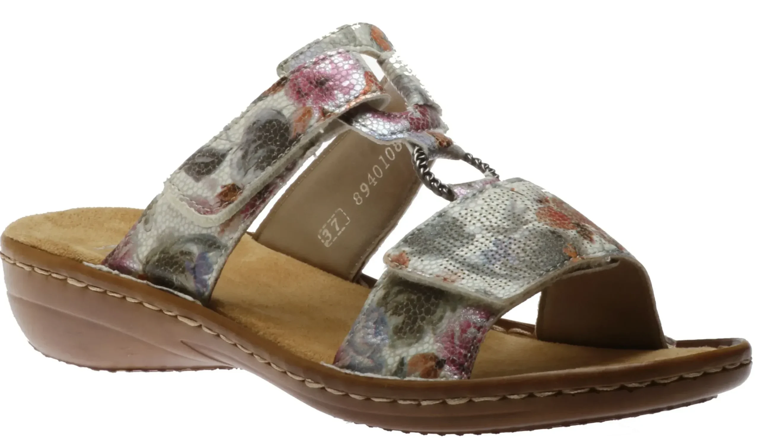 Hot Rieker Mosaik White Multicolour Floral Slide Sandal