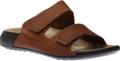 Clearance Ecco 2Nd Cosmo Tuscany Brown Leather Double Strap Slide Sandal