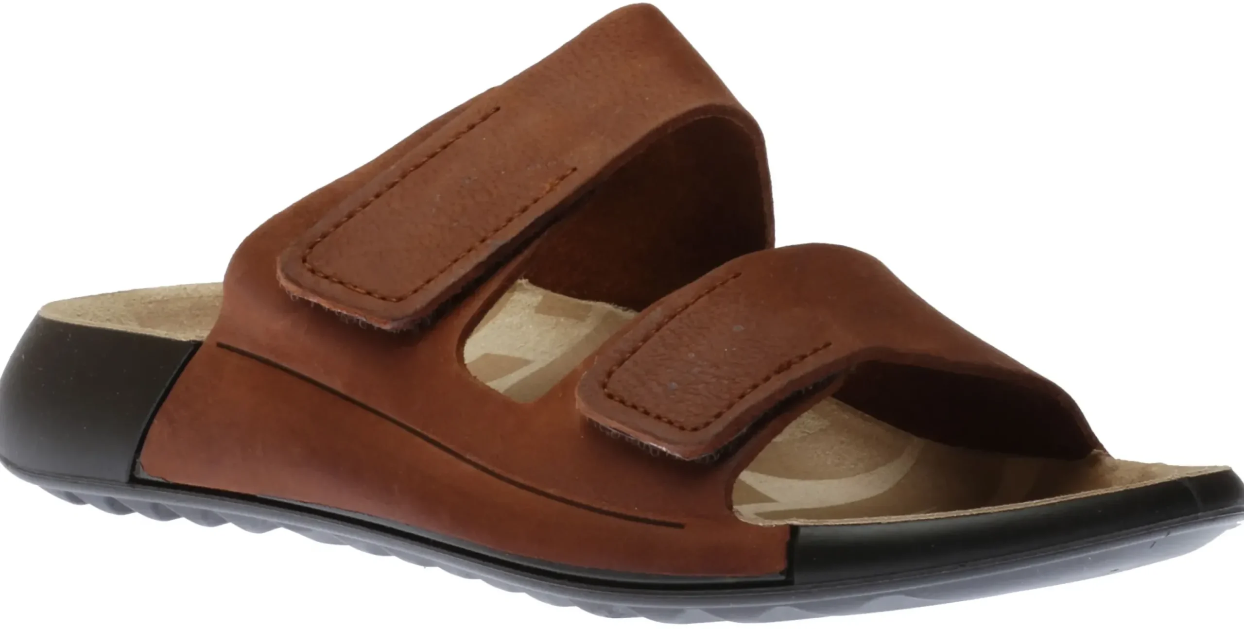 Clearance Ecco 2Nd Cosmo Tuscany Brown Leather Double Strap Slide Sandal