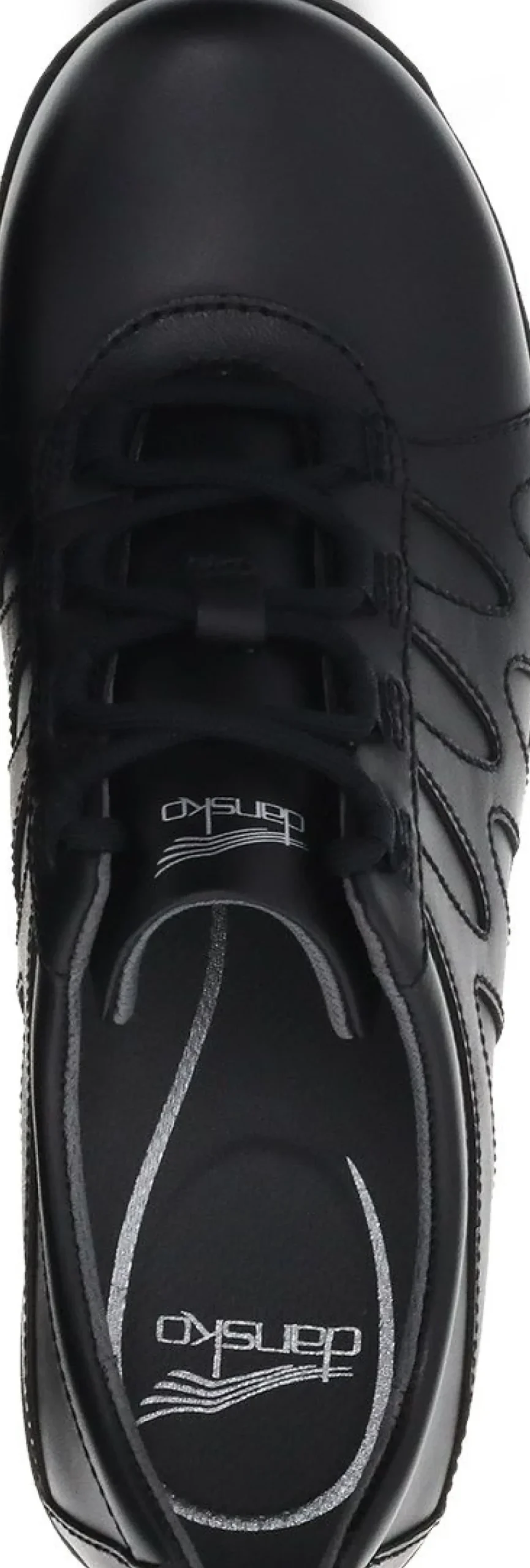 Discount Dansko Neena Black Leather Slip-Resistant Lace-Up Shoe