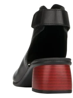 Outlet Remonte Odean Black Leather Chunky Heel Sandal