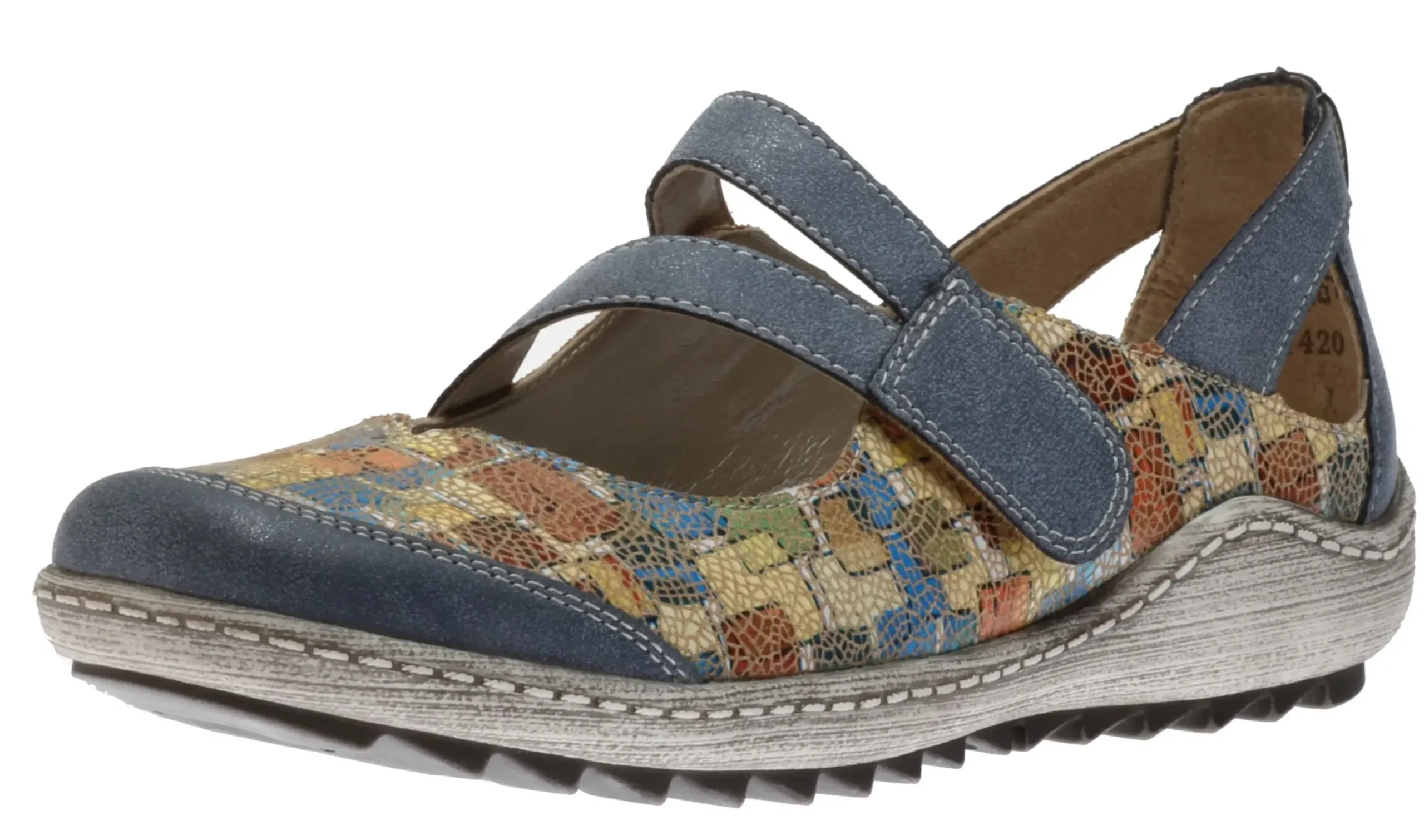 Sale Remonte Odense Blue Multicolour Mary Jane Flat Shoe