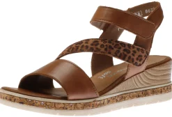 Outlet Remonte Odeon Brown Cheetah Wedge Sandal