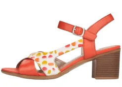 Clearance Remonte Odeon Orange Polka Dot Block Heel Sandal