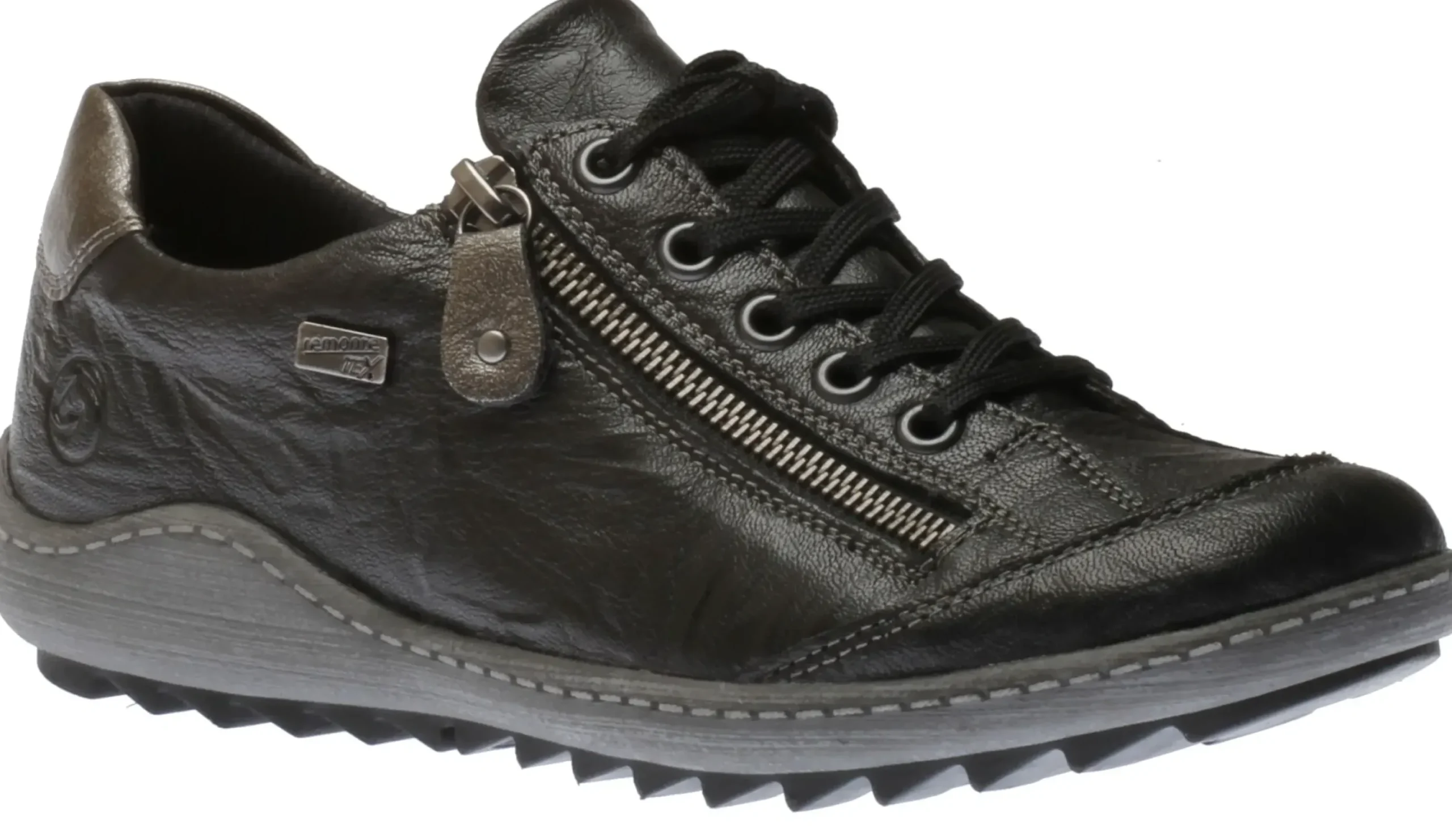 Outlet Remonte Ottawa Black Leather Lace-Up Sneaker
