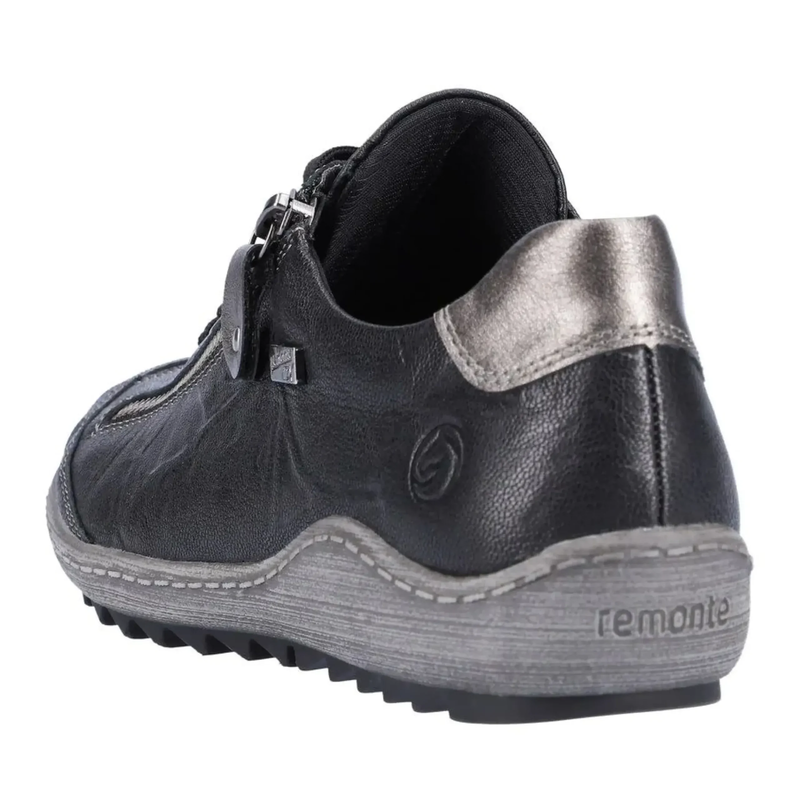 Outlet Remonte Ottawa Black Leather Lace-Up Sneaker