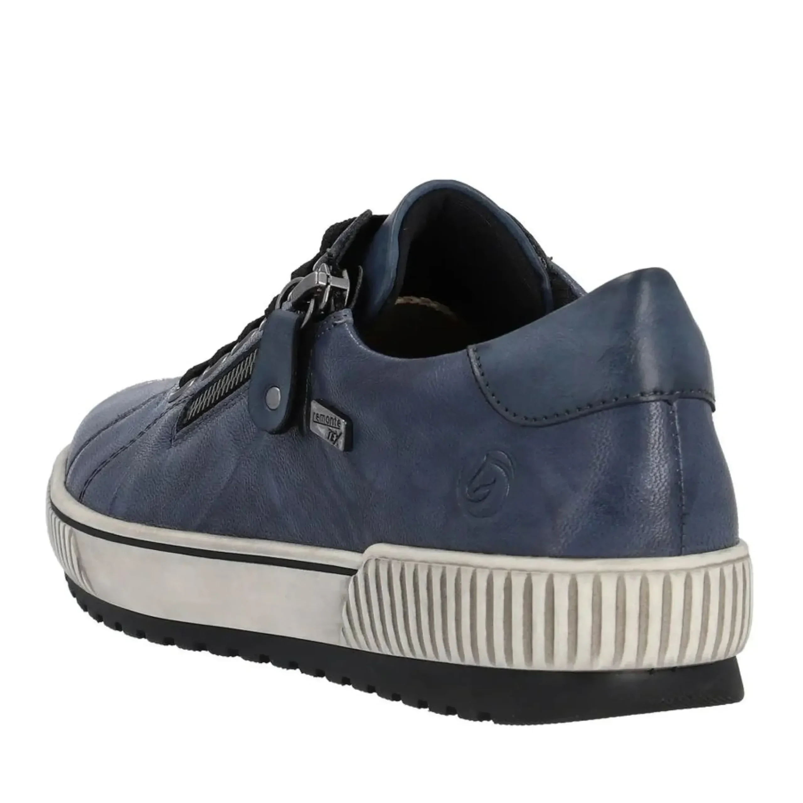 Sale Remonte Ottawa Black Leather Zipper Lace-Up Sneaker