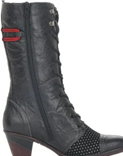Hot Remonte Ottawa Black Red Mid-Calf Boot