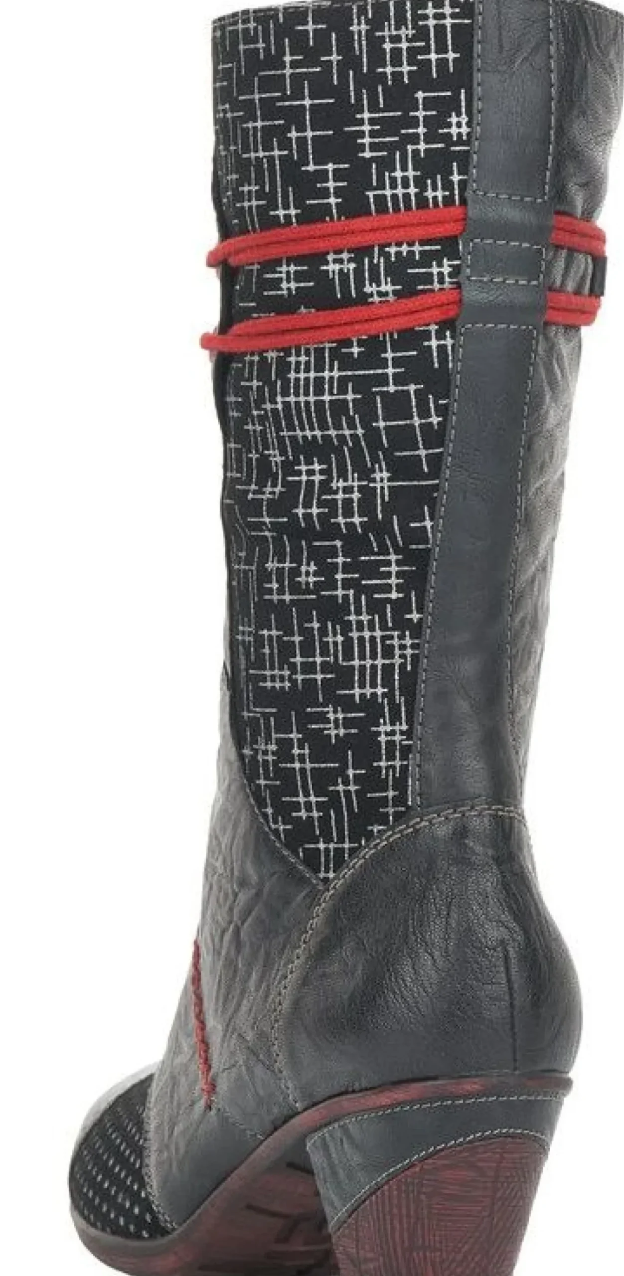 Hot Remonte Ottawa Black Red Mid-Calf Boot